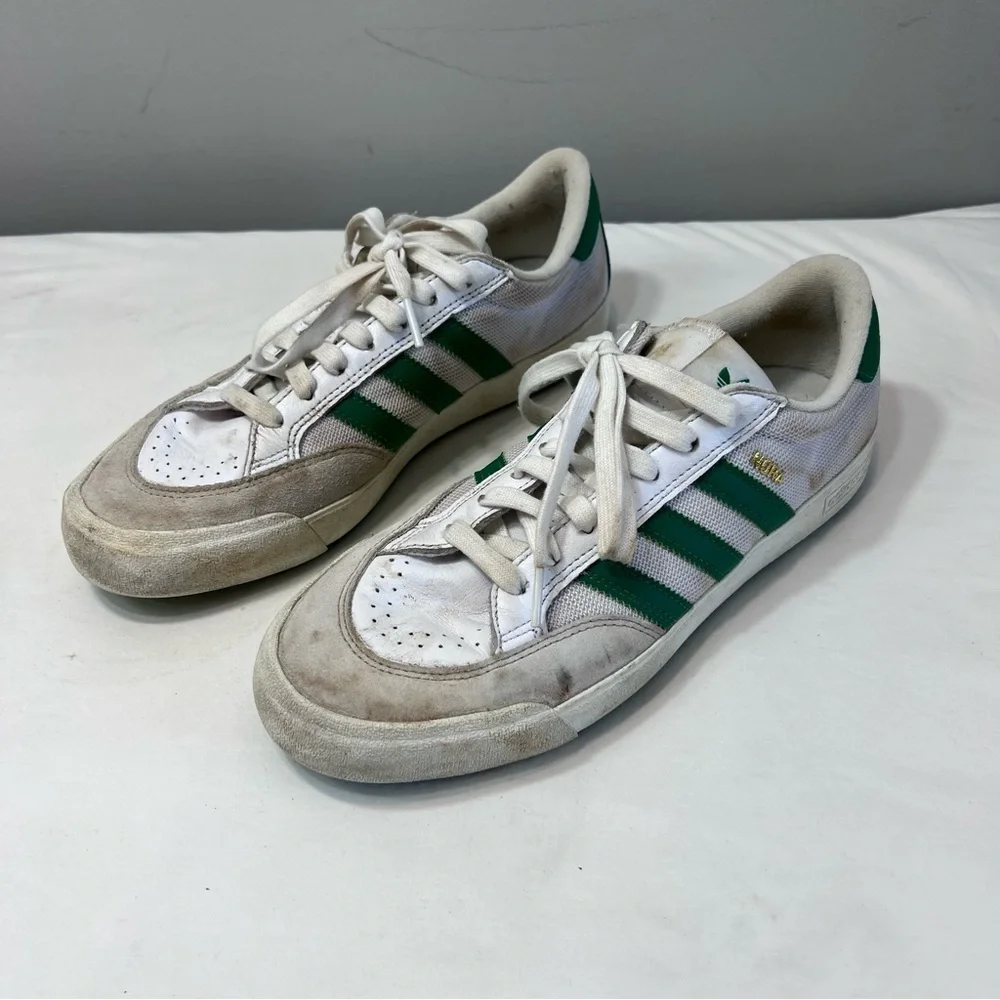 Adidas Note green white leather skater skateboard sneakers size 9.5